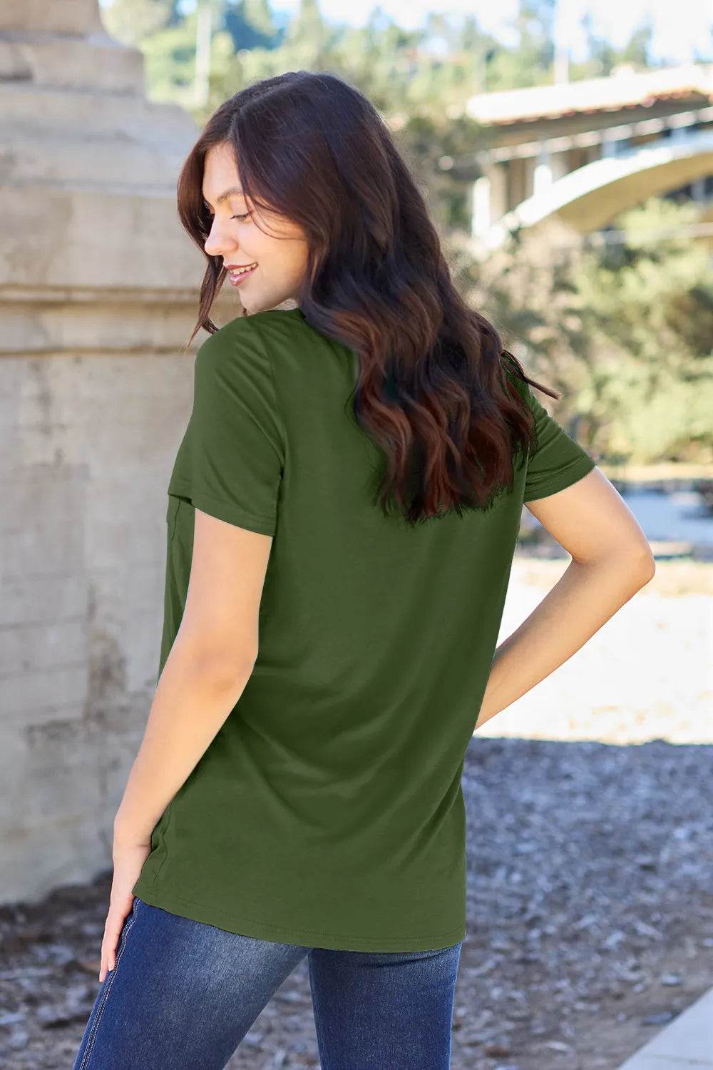 Basic Bae Full Size V-Neck Short Sleeve T-Shirt - ELY VESSA LLC