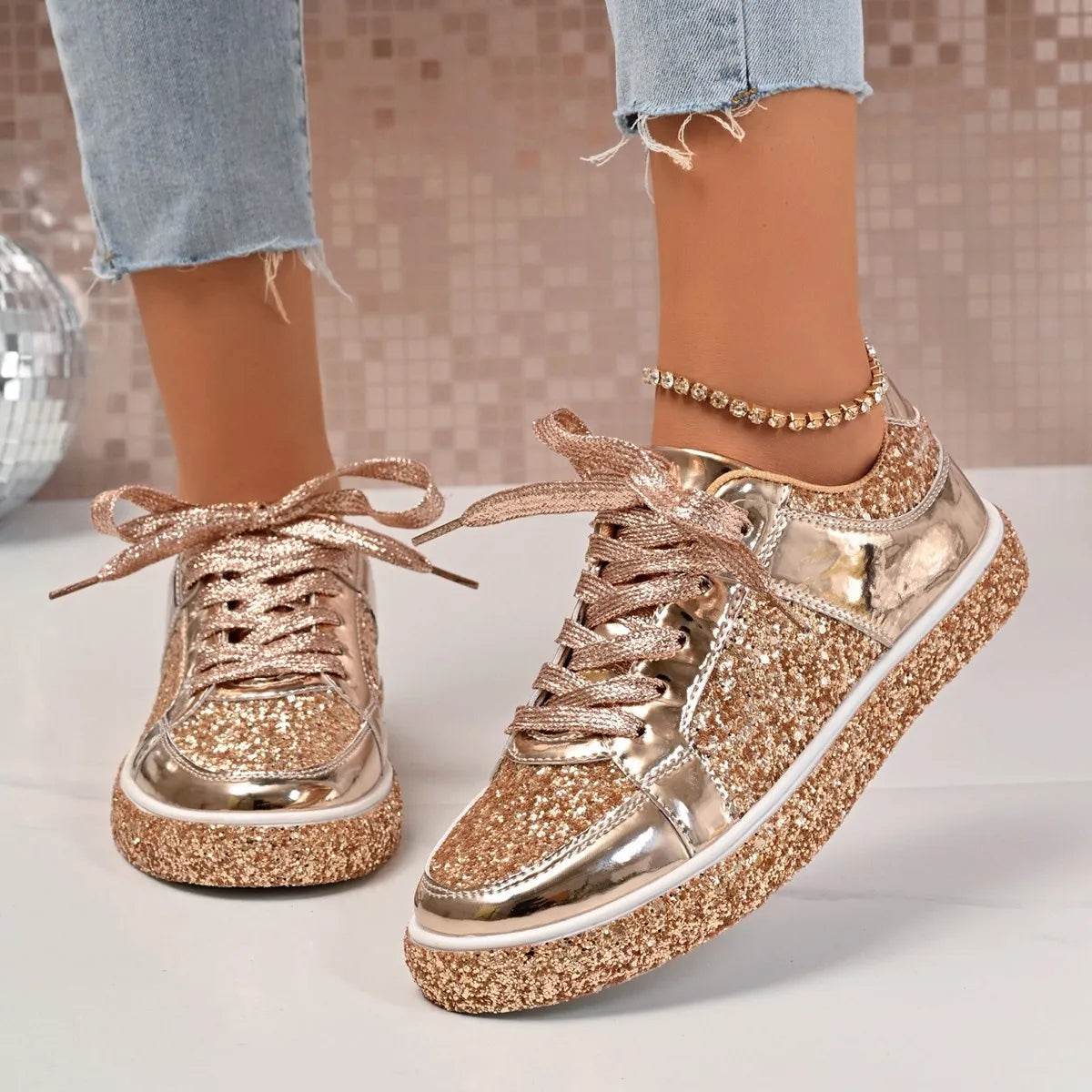Round Toe Lace Up Sneakers - ELY VESSA LLC