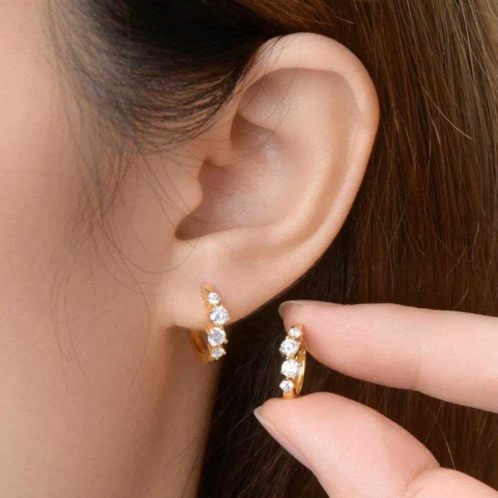 925 Sterling Silver Moissanite Huggie Earrings - ELY VESSA LLC