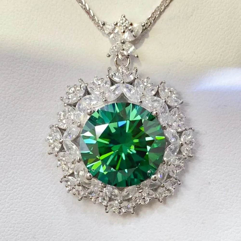 10 Carat Moissanite 925 Sterling Silver Pendant Necklace - ELY VESSA LLC