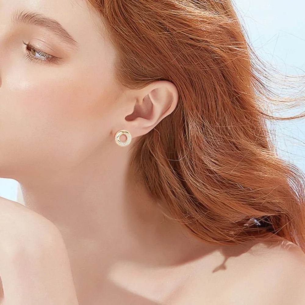 925 Sterling Silver Inlaid Moissanite Stud Earrings - ELY VESSA LLC