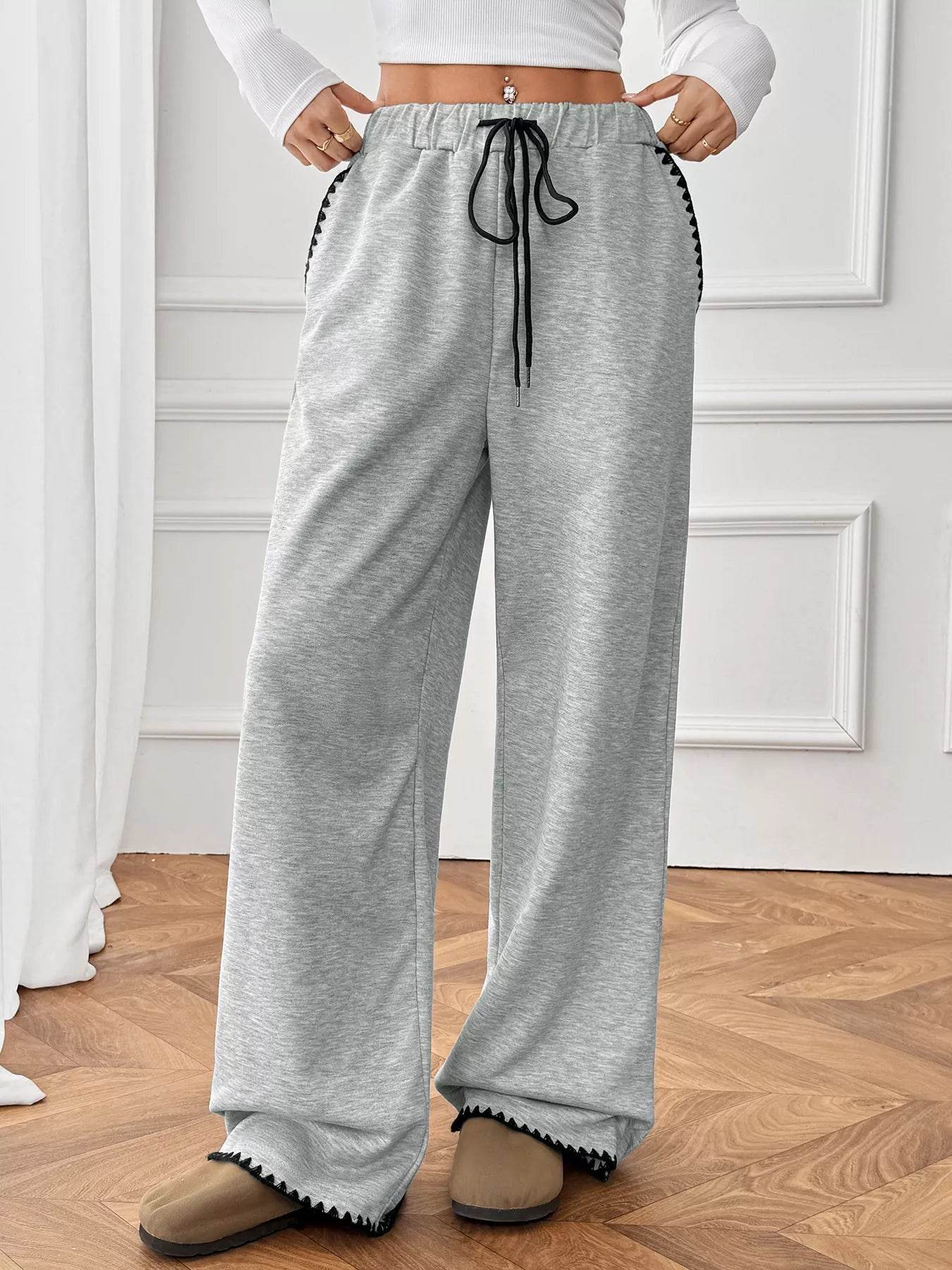 Wide-Leg Drawstring Pants - ELY VESSA LLC