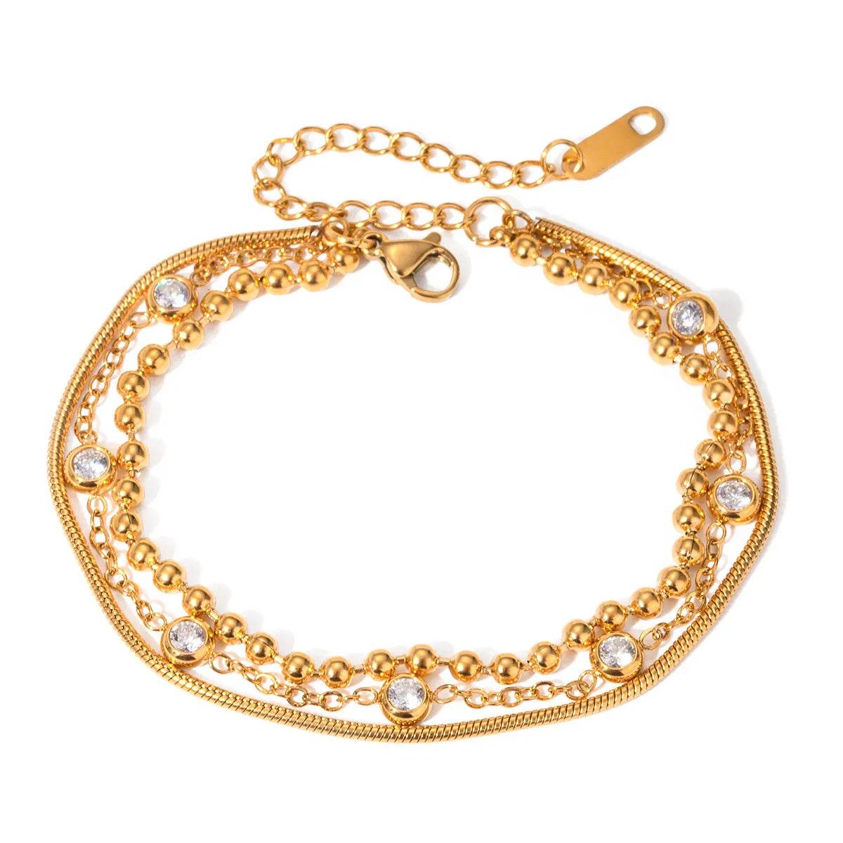 18K Gold-Plated Layered Inlaid Zircon Bracelet - ELY VESSA LLC