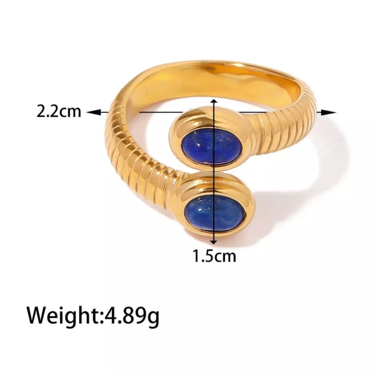 18K Gold-Plated Natural Stone Ring - ELY VESSA LLC