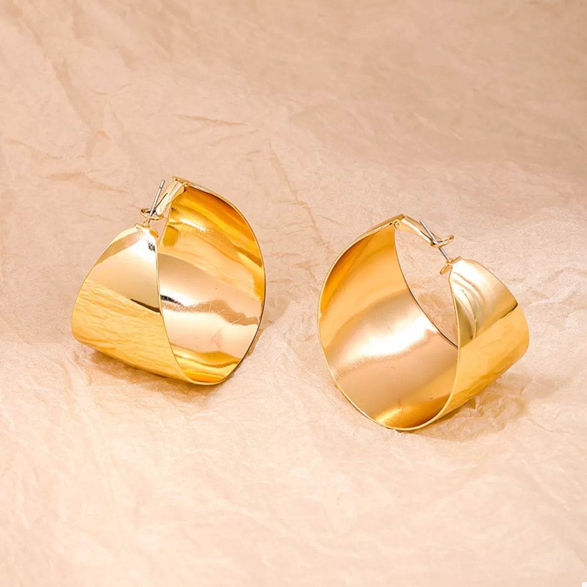 Alloy Wide Hoop Earrings - ELY VESSA LLC