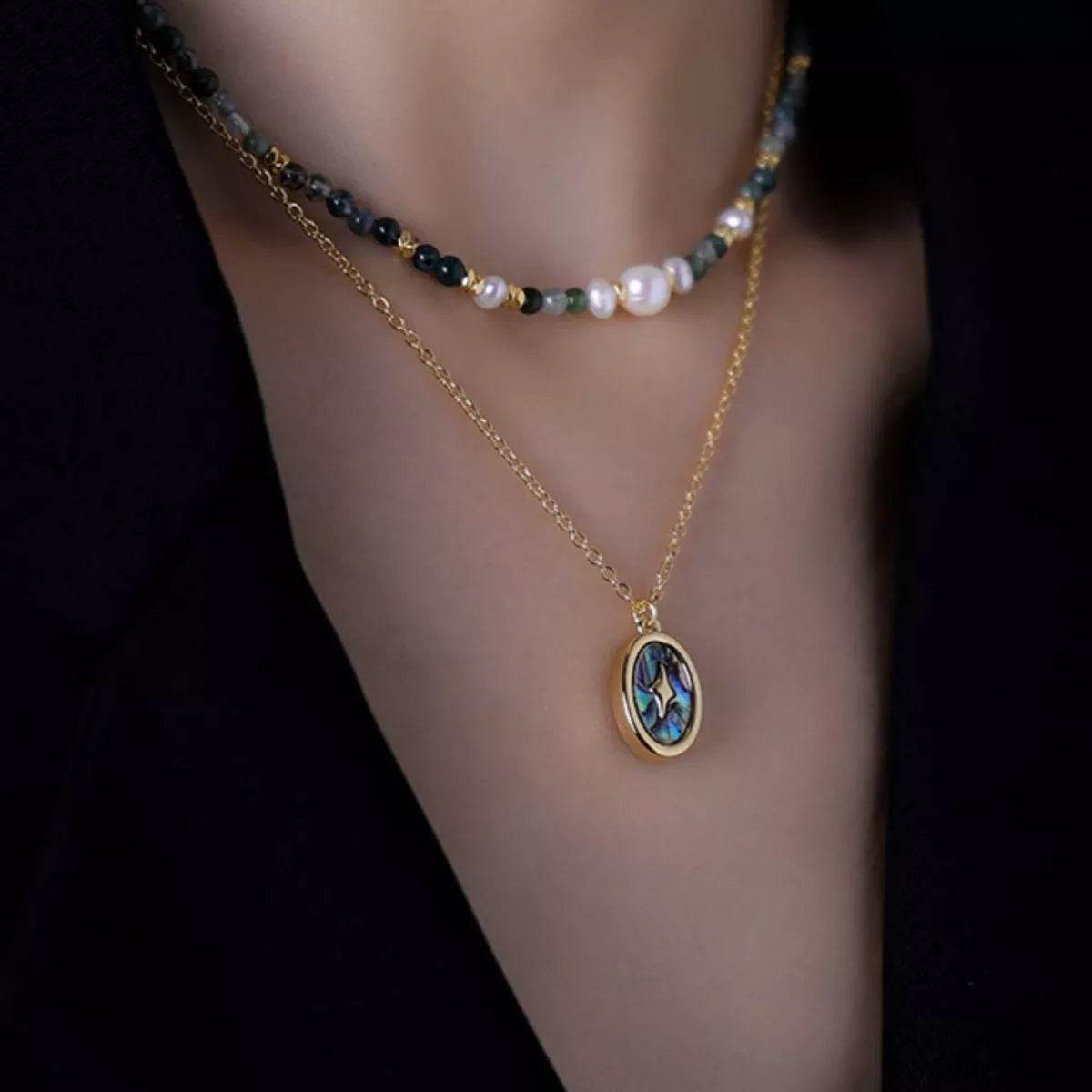 2 Piece Freshwater Pearl 18K Gold-Plated Pendant Necklace - ELY VESSA LLC