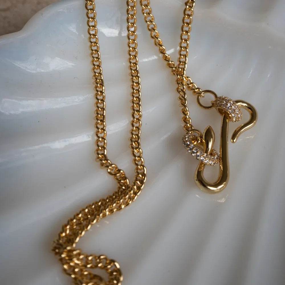 18K Gold-Plated Copper Inlaid Zircon Necklace - ELY VESSA LLC