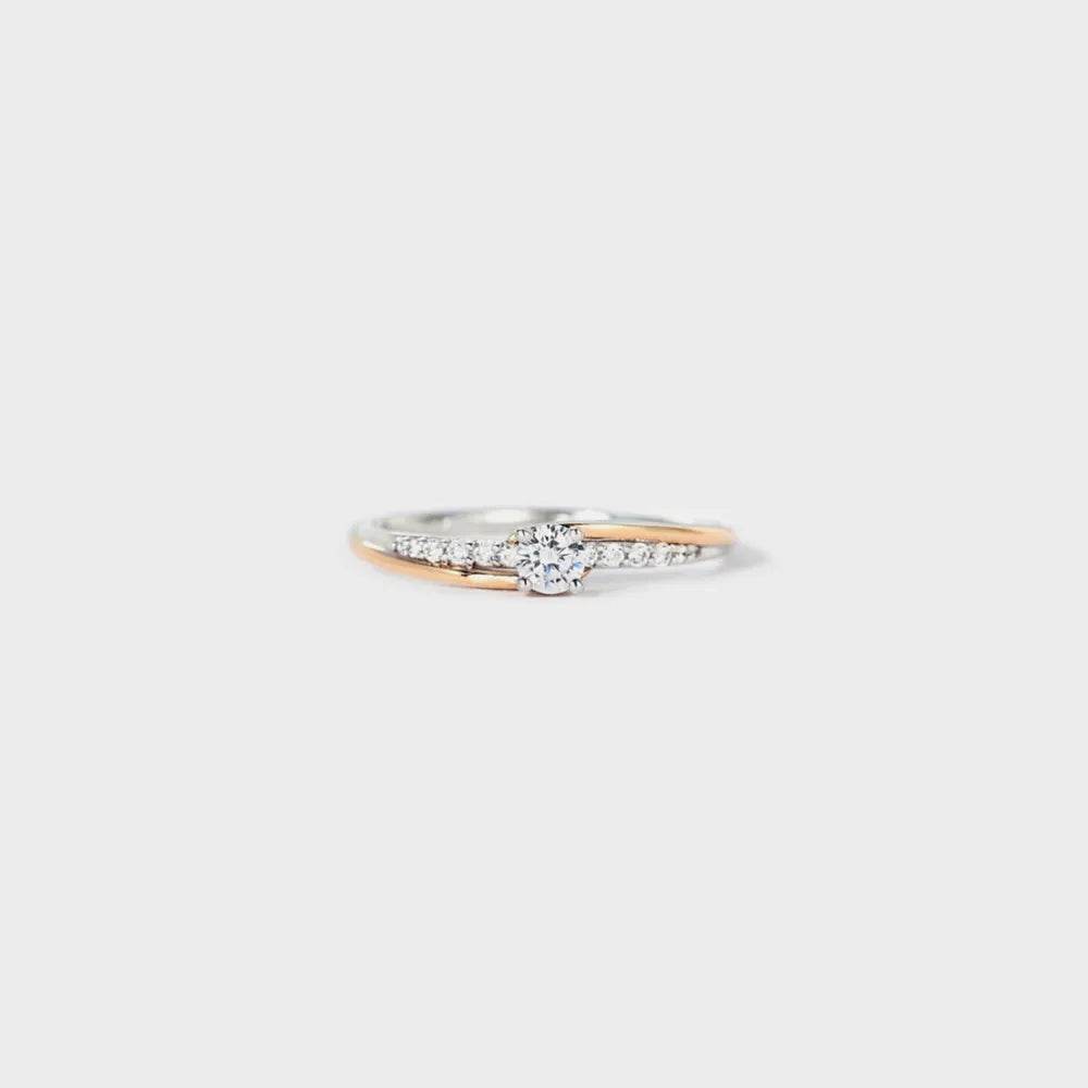 Inlaid Zircon Bicolor Rose Gold-Plated Ring - ELY VESSA LLC