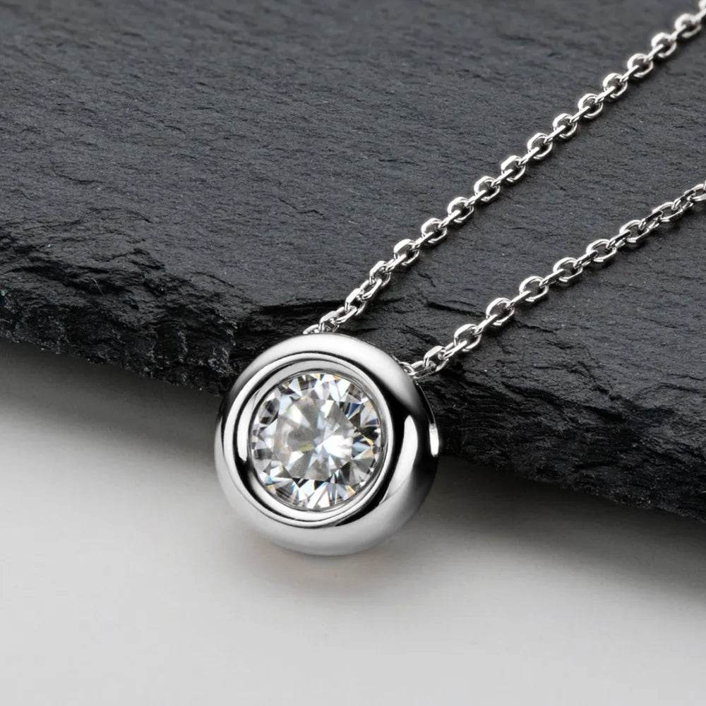 1 Carat Moissanite 925 Sterling Silver Necklace - ELY VESSA LLC