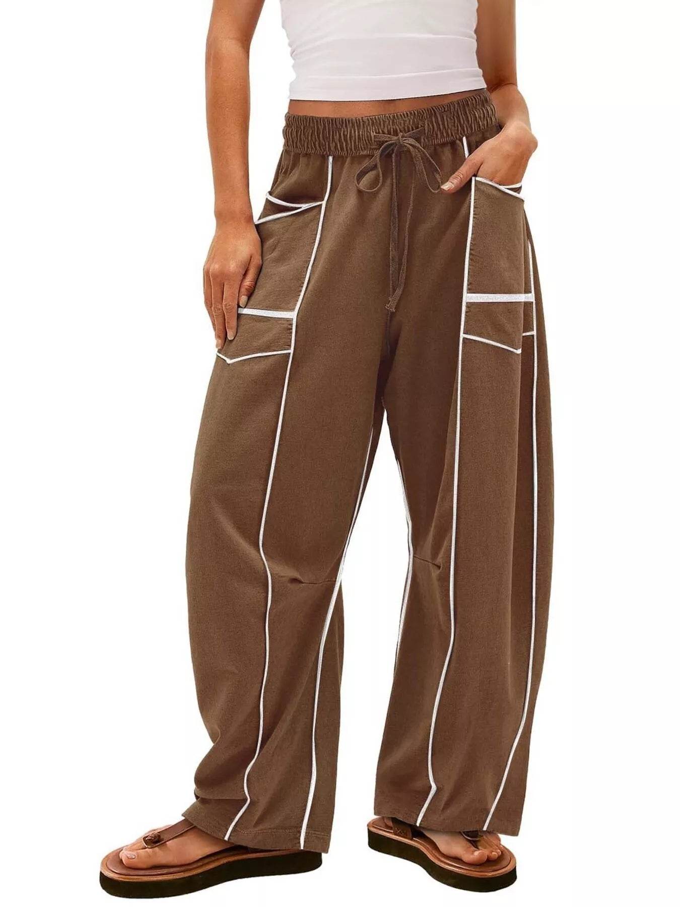 Drawstring Wide Leg Pants - ELY VESSA LLC