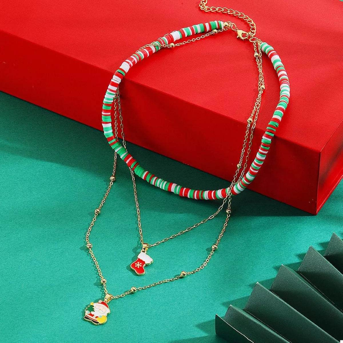 Colorful Christmas Charm Layered Necklace - ELY VESSA LLC