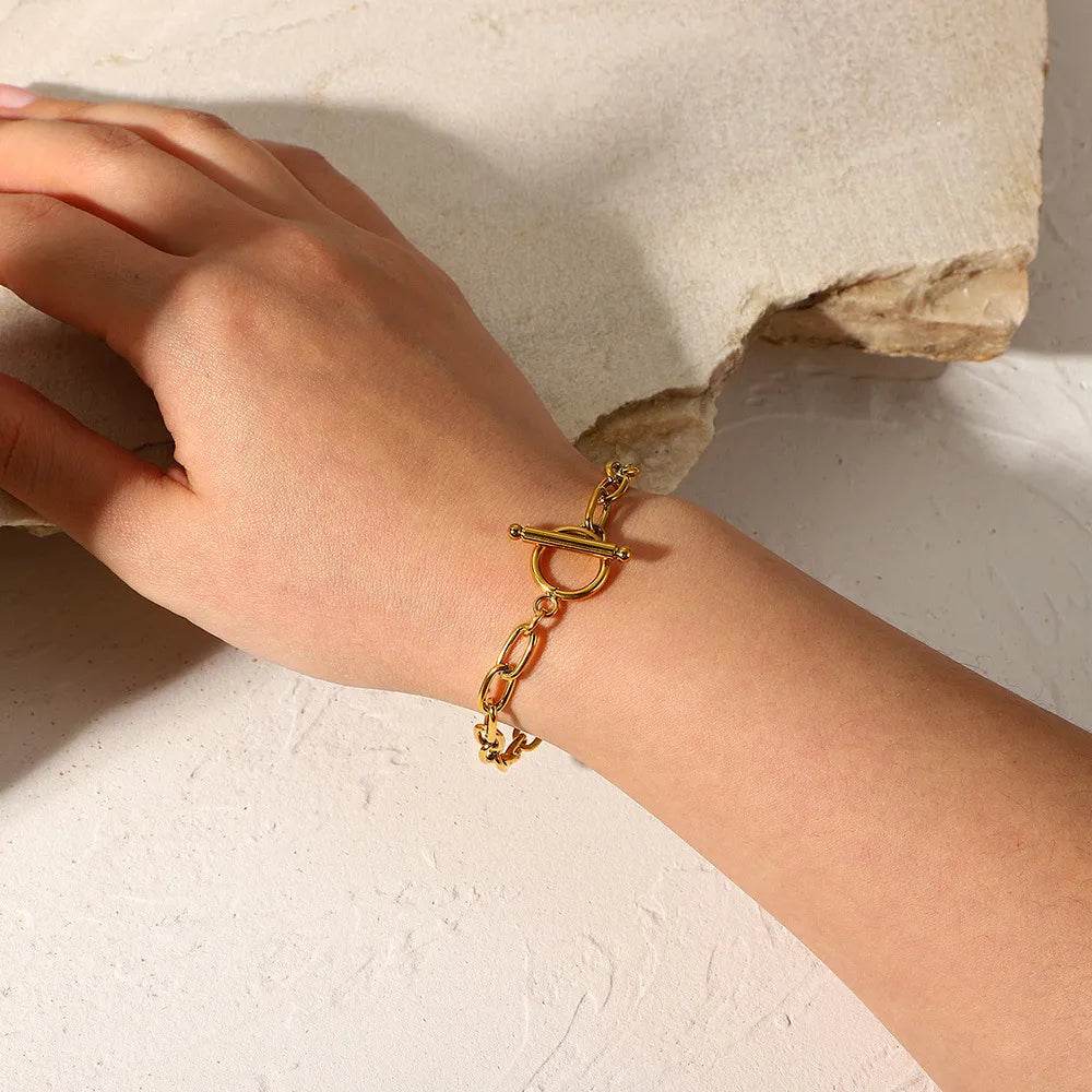 18K Gold-Plated Stainless Steel Toggle Chain Bracelet - ELY VESSA LLC