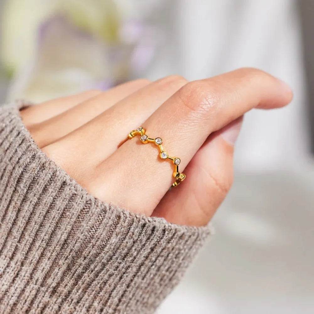 18K Gold-Plated 925 Sterling Silver Zircon Ring - ELY VESSA LLC