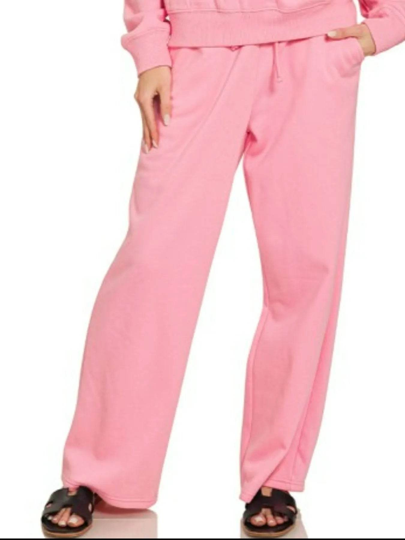 Zenana Fleece Long Sleeve Top and Sweatpants Set - ELY VESSA LLC