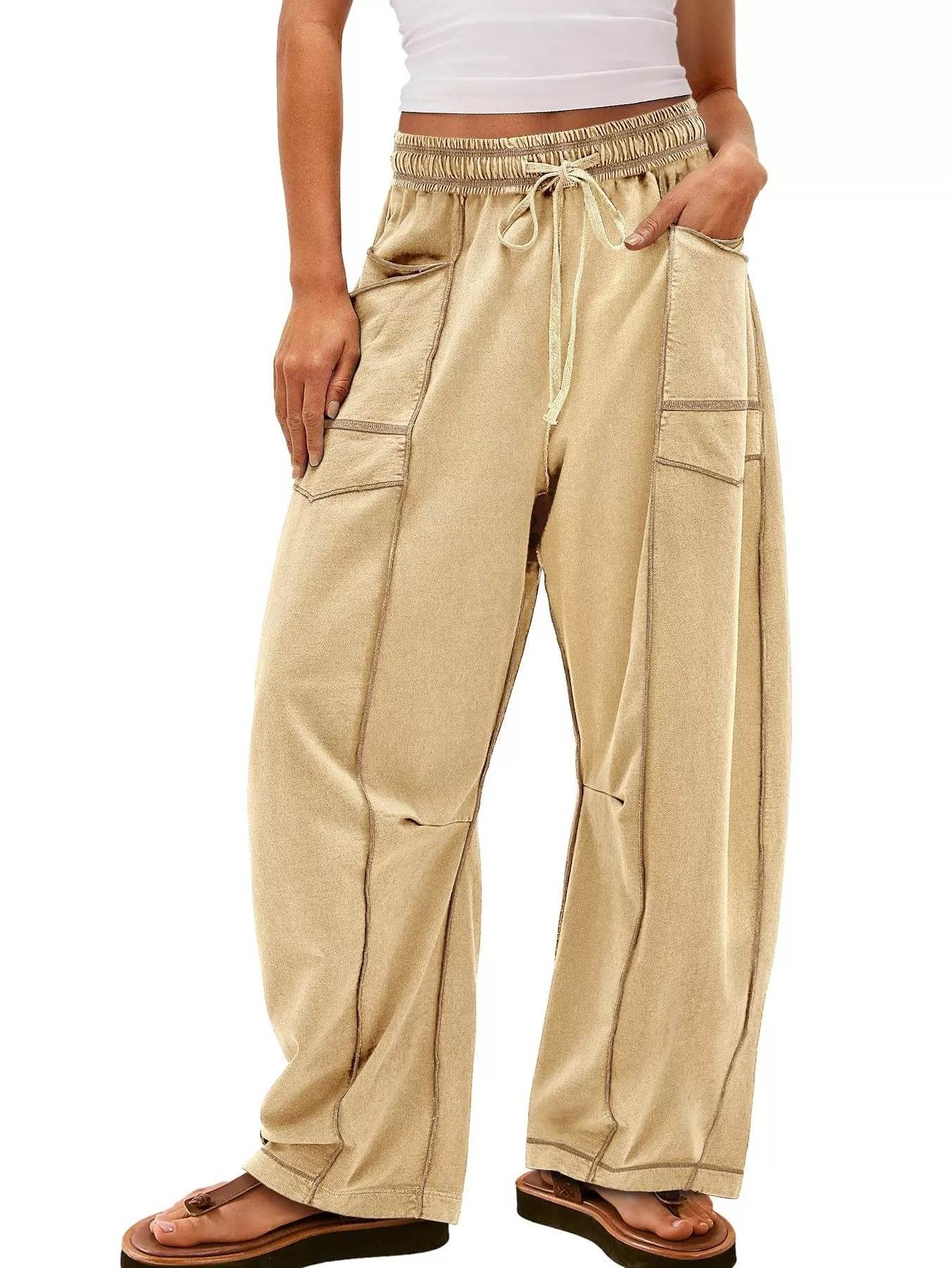 Drawstring Wide Leg Pants - ELY VESSA LLC