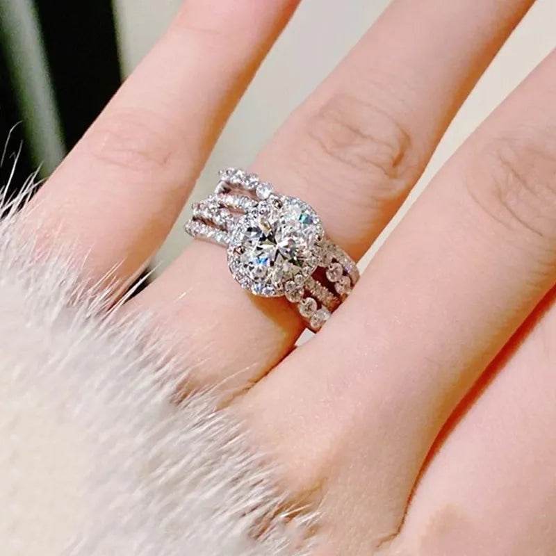3 Carat Moissanite 925 Sterling Silver Layered Ring - ELY VESSA LLC