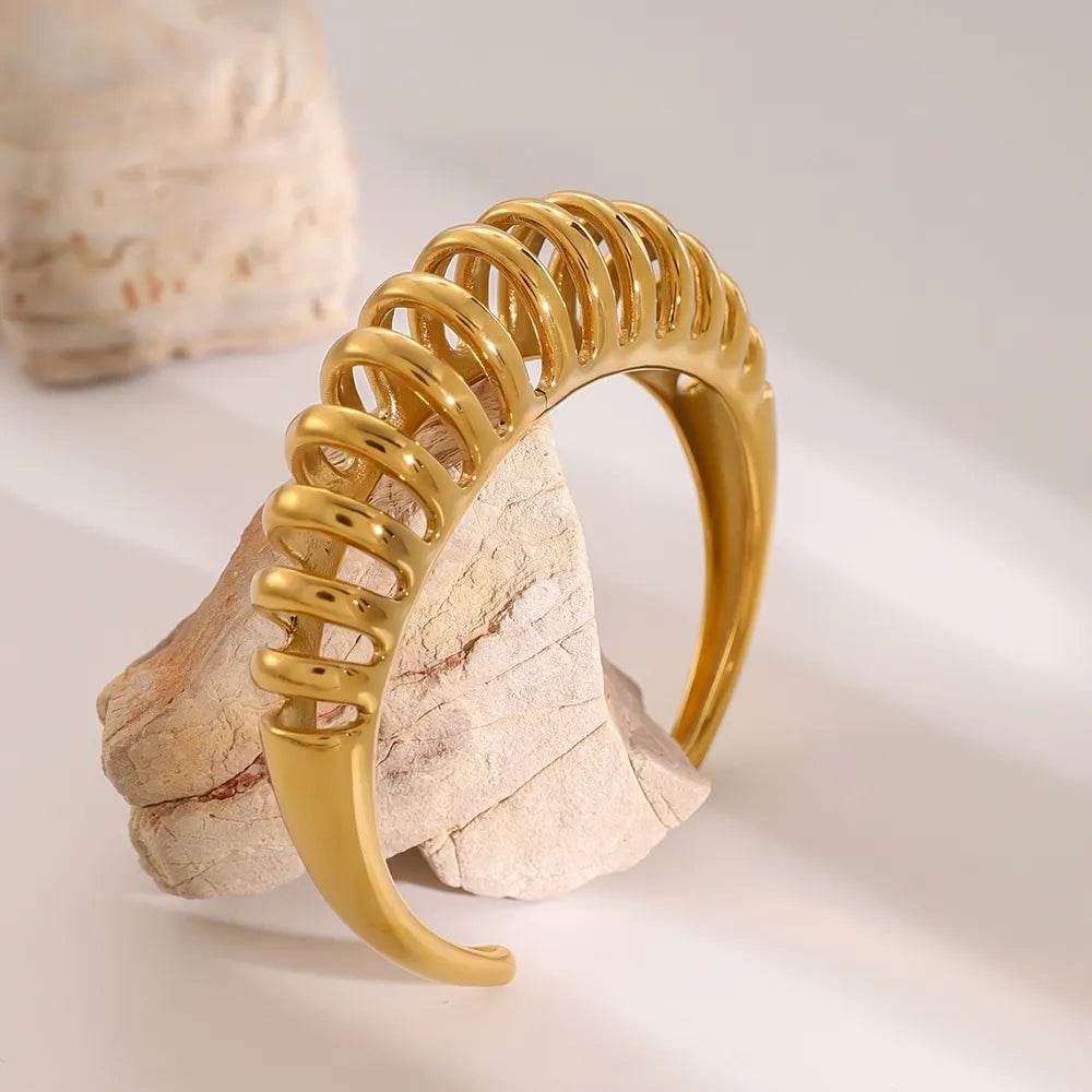 18K Gold-Plated Stainless Steel Cutout Bracelet - ELY VESSA LLC