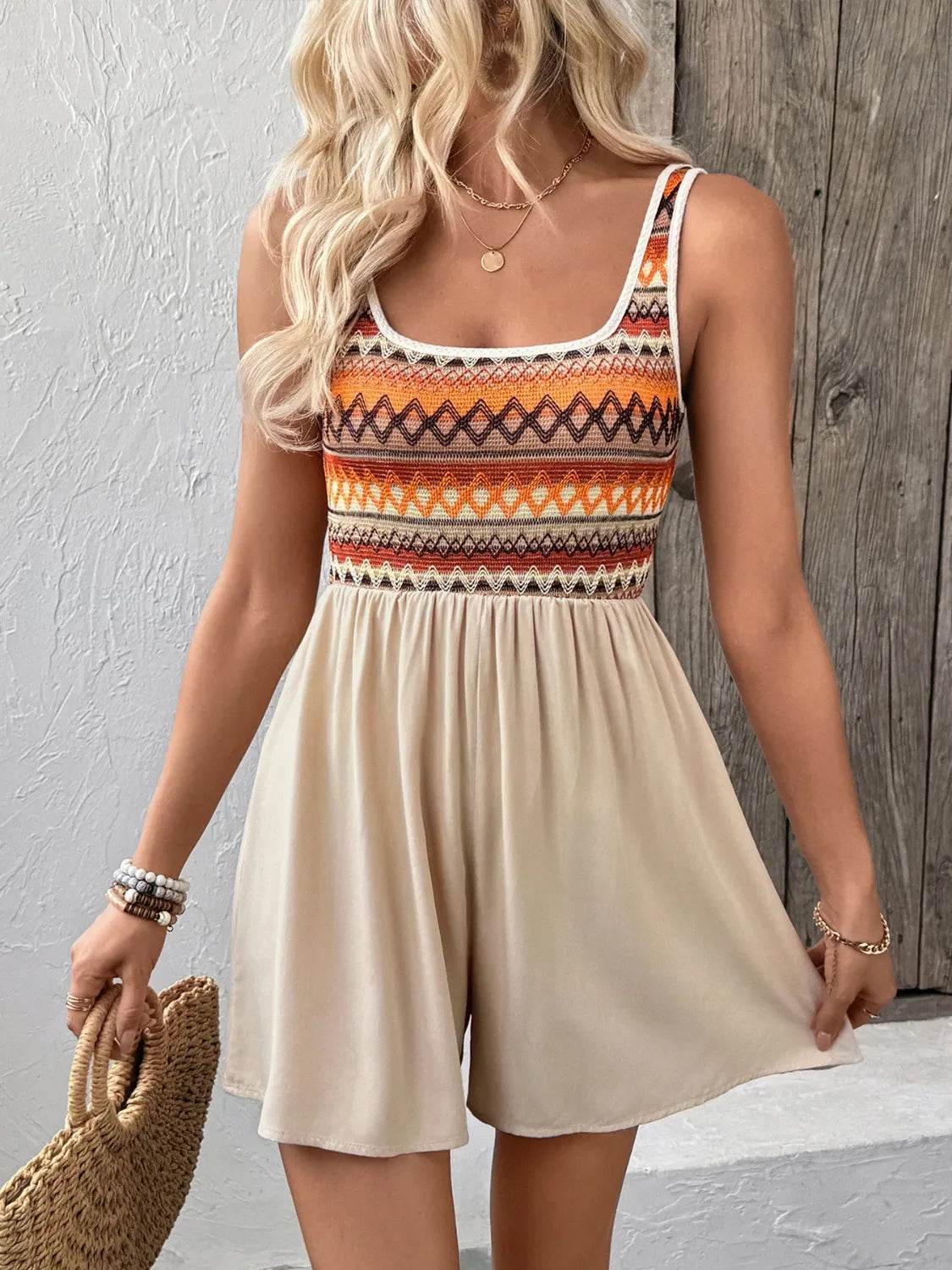 Wide Strap Casual Romper - ELY VESSA LLC