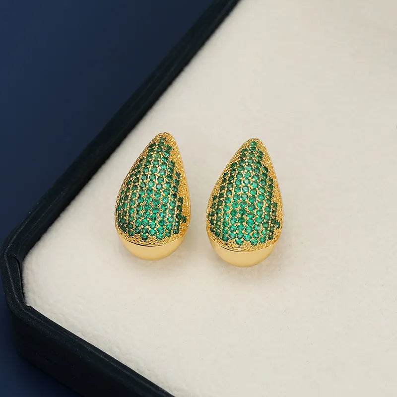18K Gold-Plated Zircon Teardrop Earring - ELY VESSA LLC