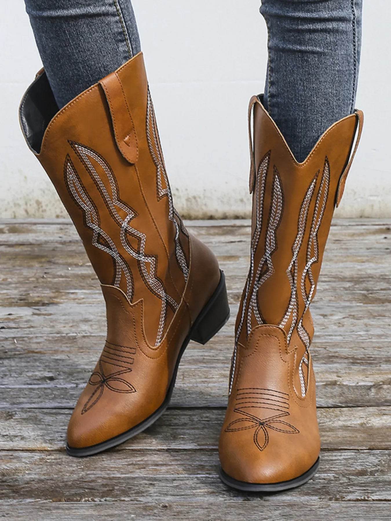 Western Embroidered Cowgirl Boots - ELY VESSA LLC