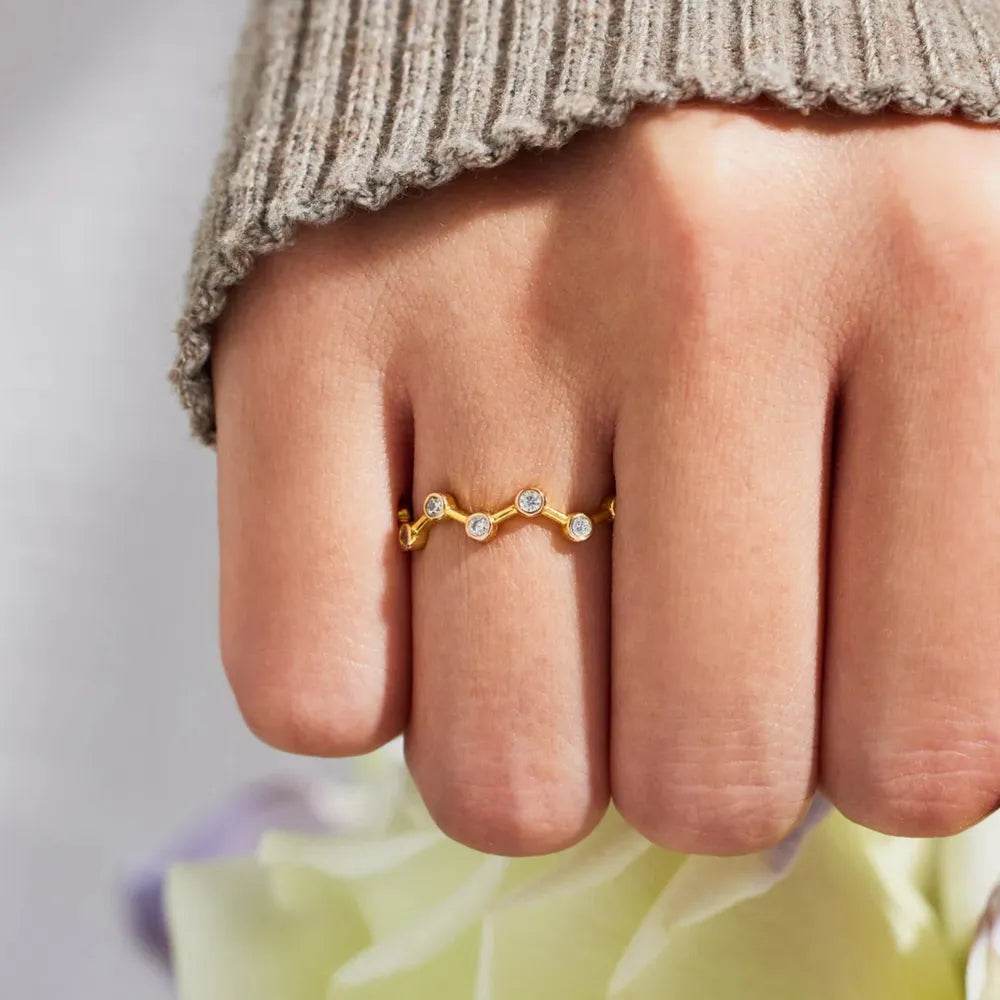18K Gold-Plated 925 Sterling Silver Zircon Ring - ELY VESSA LLC