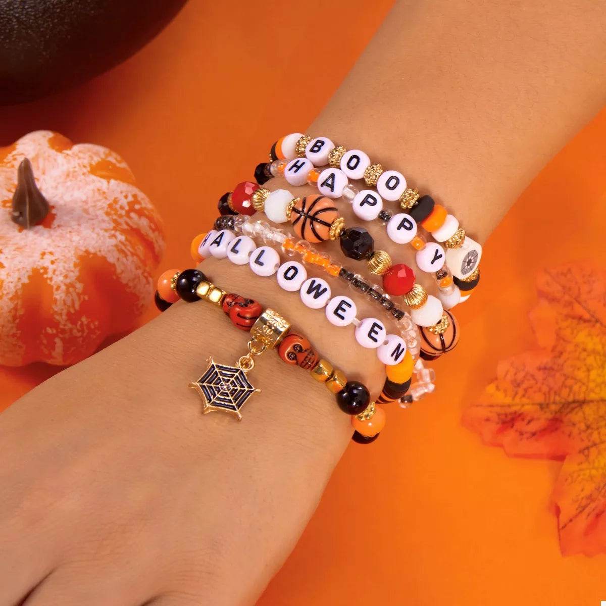6 Piece Halloween Letter Beaded Bracelet - ELY VESSA LLC
