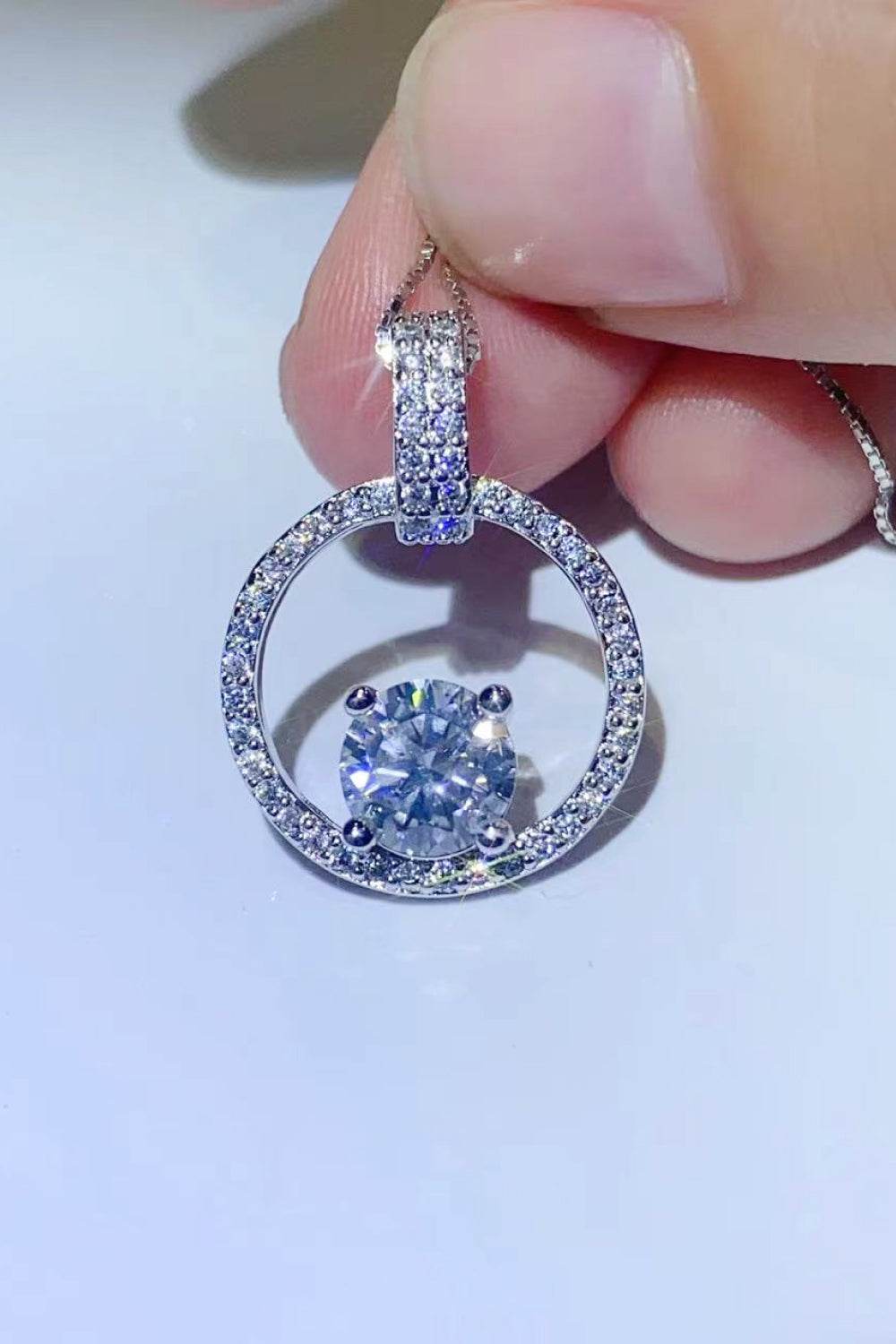 1 Carat Moissanite 925 Sterling Silver Necklace - ELY VESSA LLC