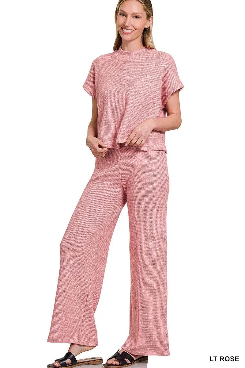 Zenana Sweater Boxy Top & Long Pants Set - ELY VESSA LLC