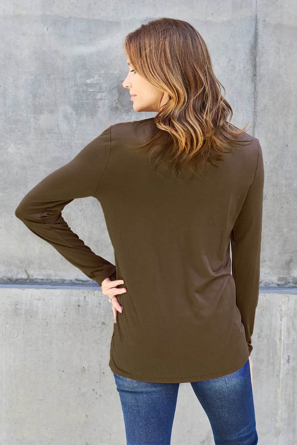 Basic Bae Full Size Round Neck Long Sleeve Top - ELY VESSA LLC