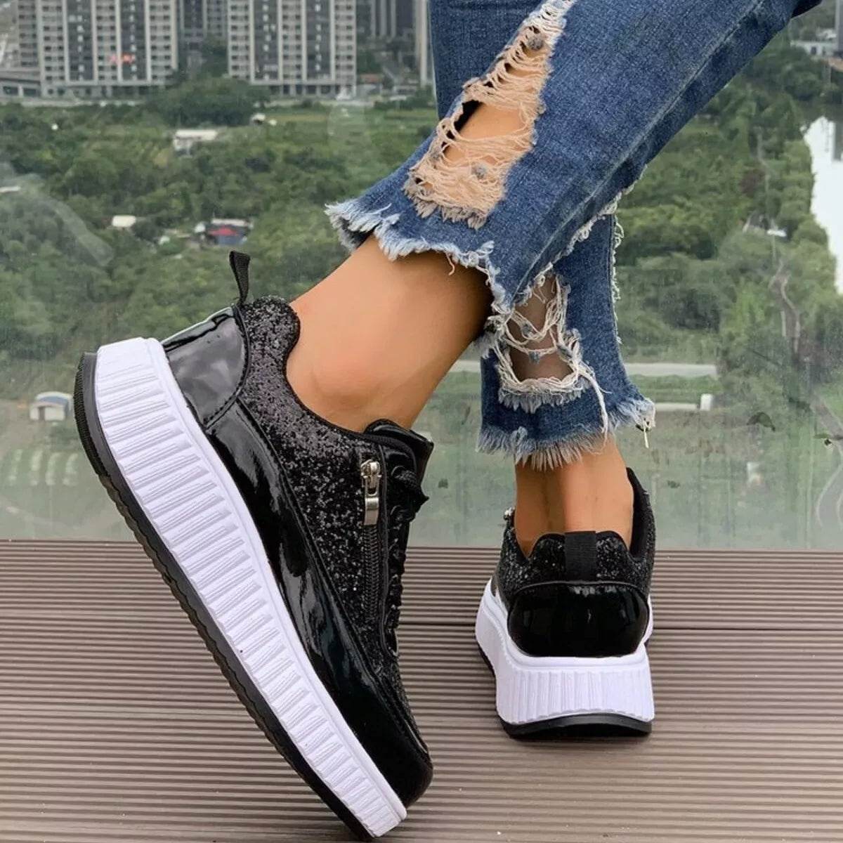 Lace Up Platform Sneakers - ELY VESSA LLC