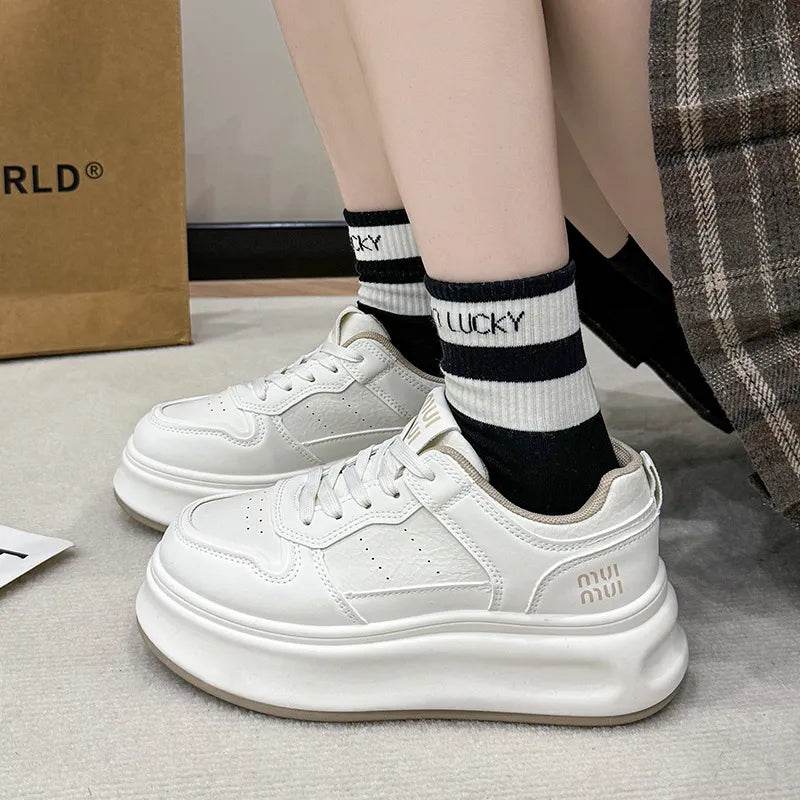 Round Toe Platform Sneakers - ELY VESSA LLC