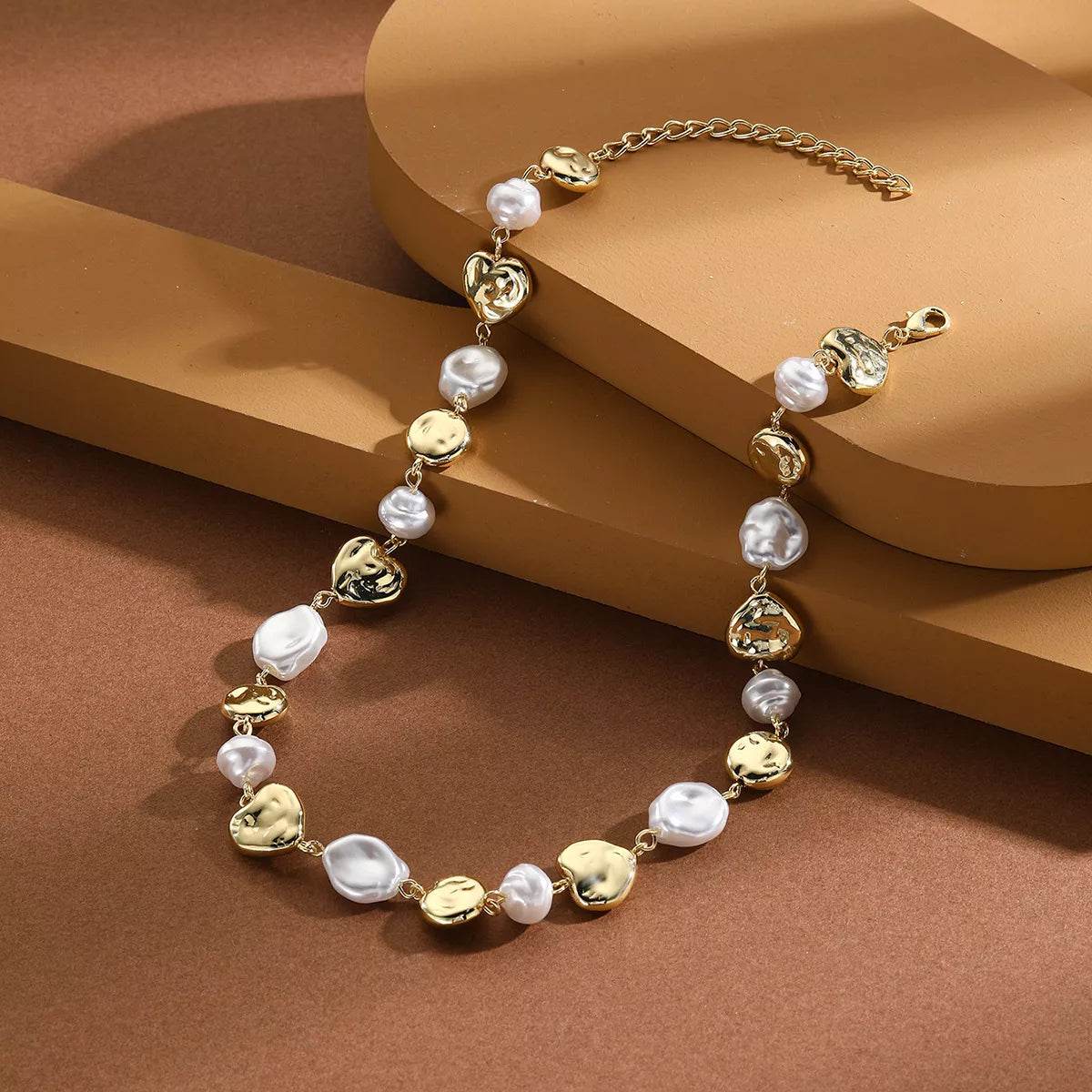 Alloy Pearl Chain Necklace - ELY VESSA LLC