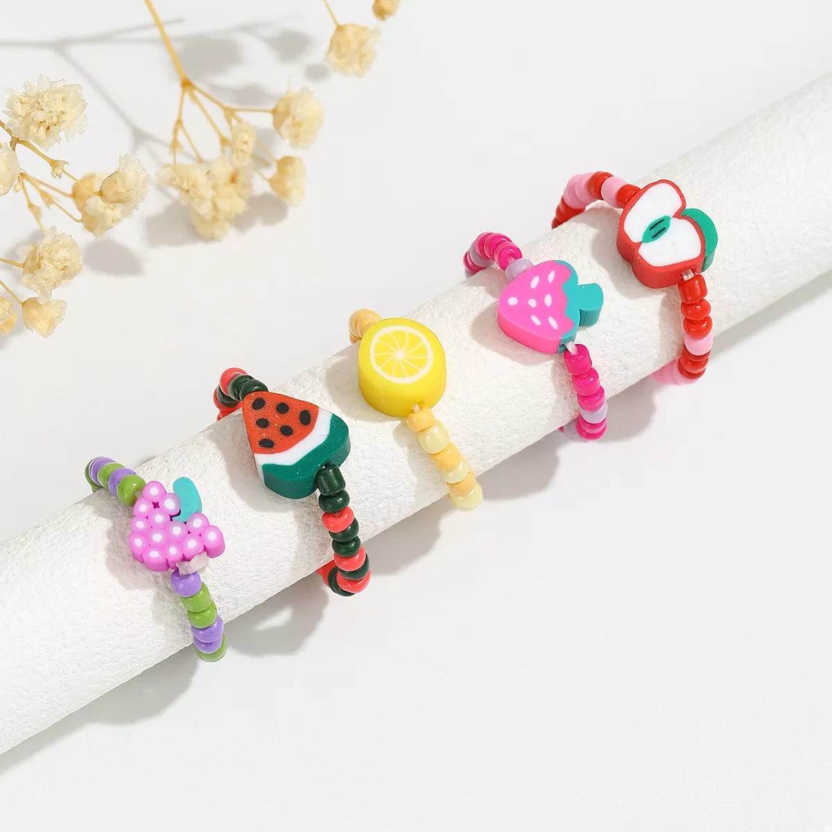 Colorful Fruit Charm Beaded Ring - ELY VESSA LLC