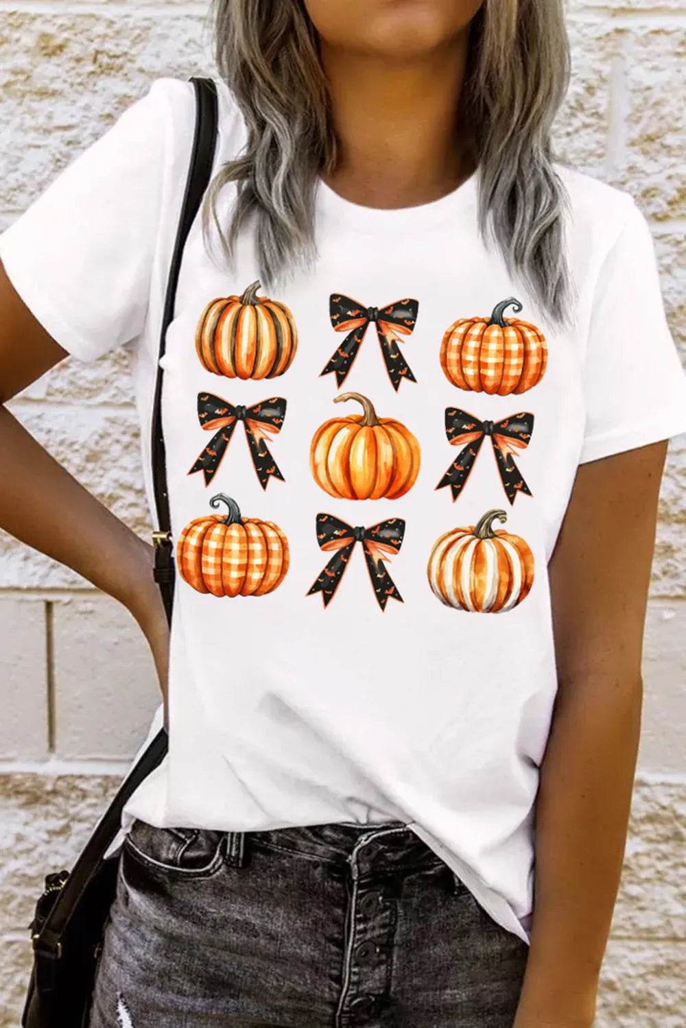 Pumpkin Round Neck Short Sleeve T-Shirt - ELY VESSA LLC