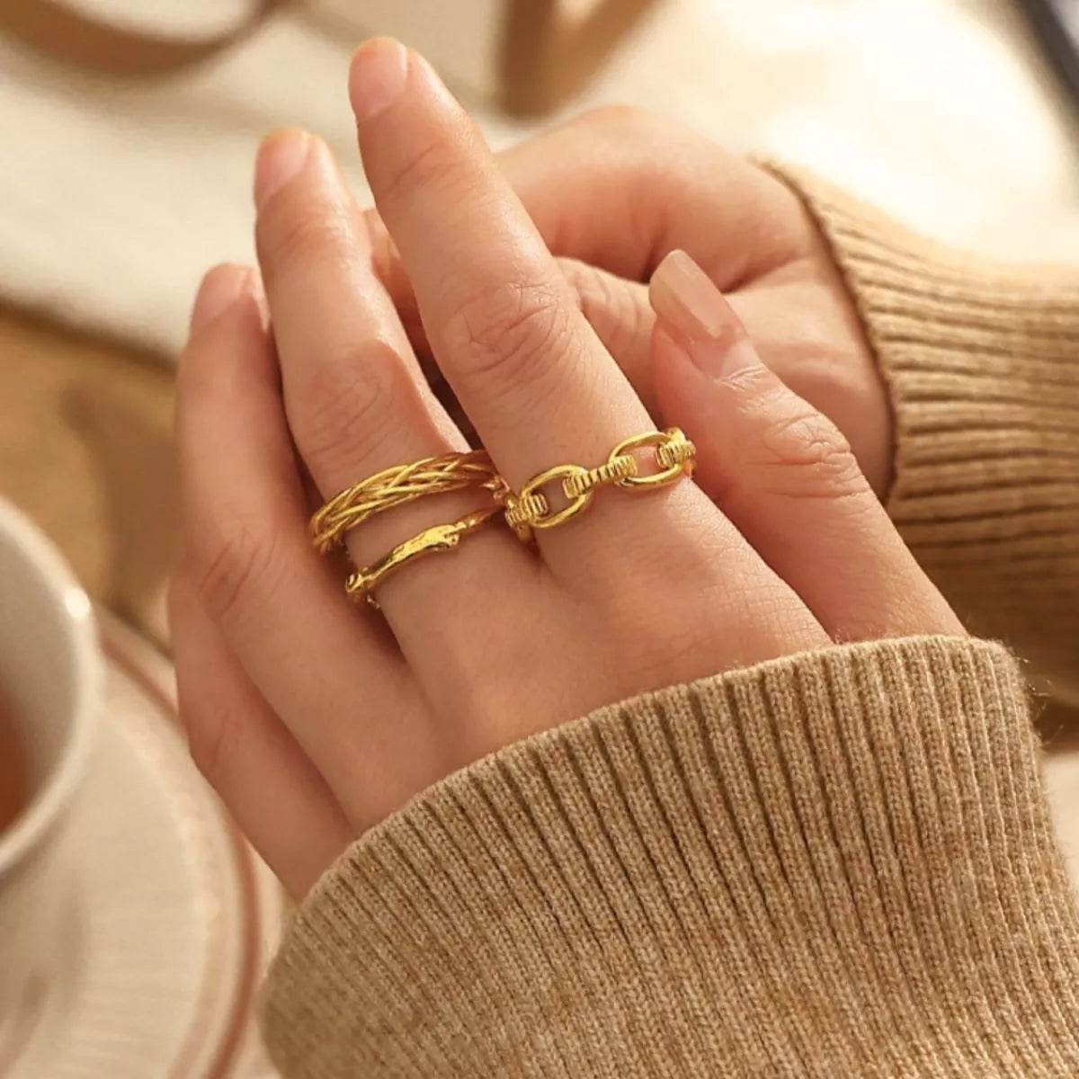 18K Gold-Plated Open Ring - ELY VESSA LLC