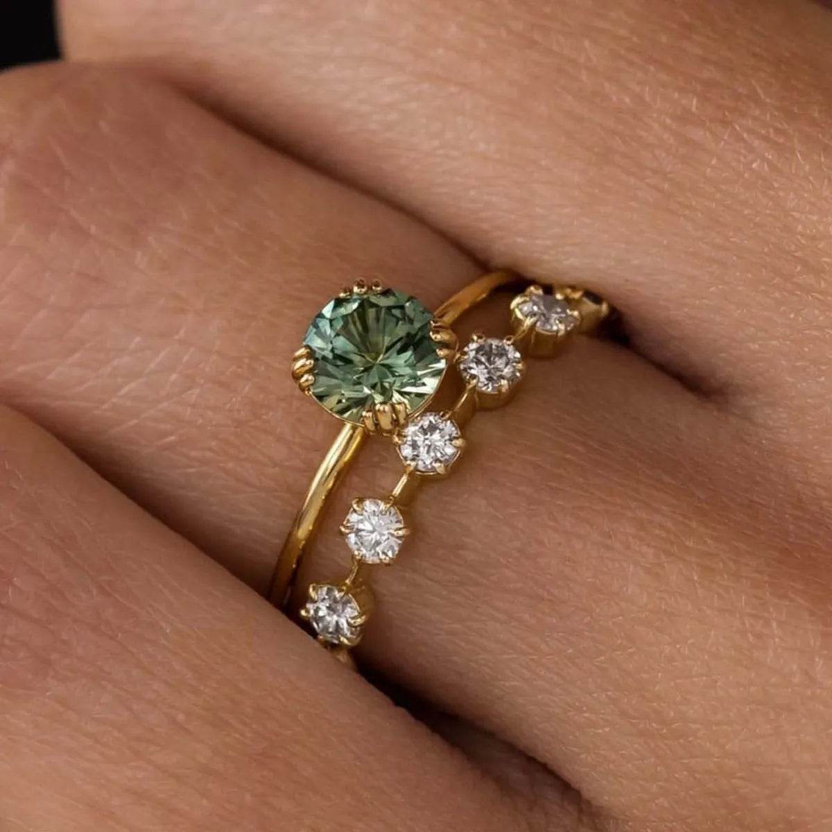 1 Carat Moissanite 925 Sterling Silver 2pcs Ring Set - ELY VESSA LLC