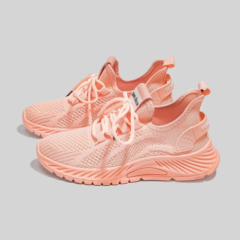Mesh Lace-Up Platform Athletic Shoes - ELY VESSA LLC