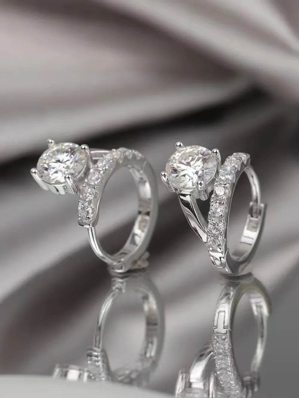 2 Carat Moissanite 925 Sterling Silver Huggie Earrings - ELY VESSA LLC