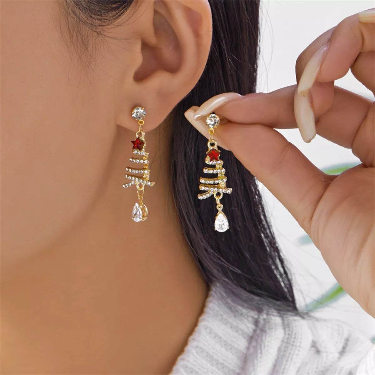 18K Gold-Plated Christmas Tree Earrings - ELY VESSA LLC