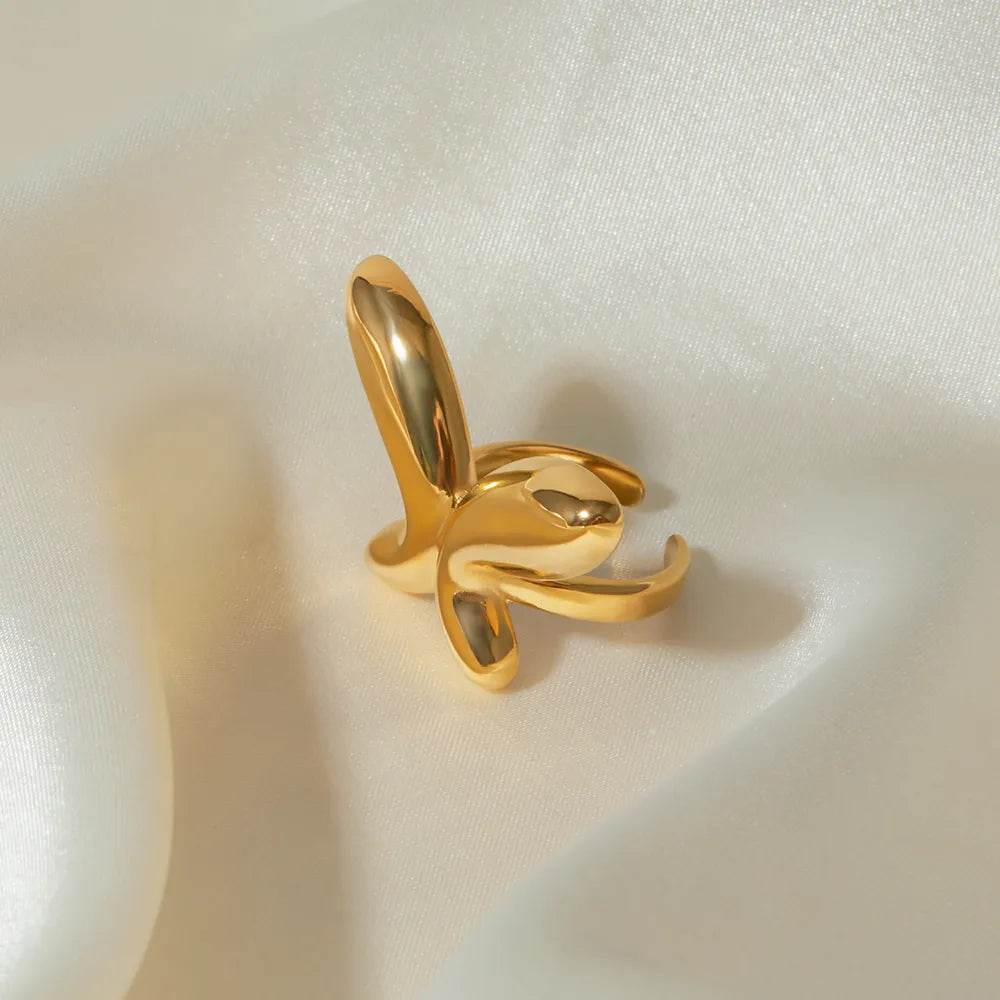 18K Gold-Plated Stainless Steel Butterfly Ring - ELY VESSA LLC