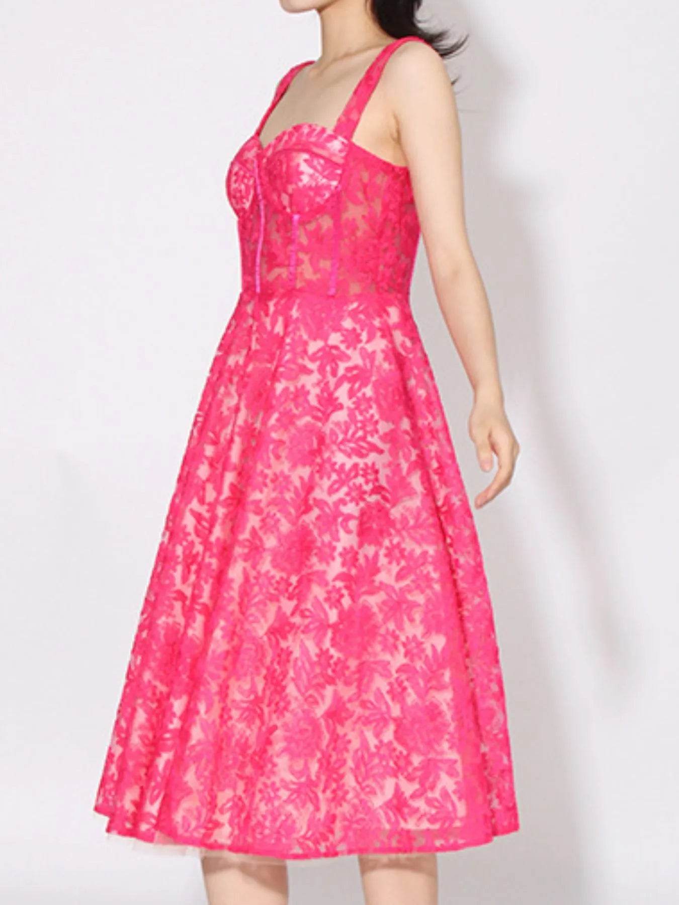Lace Sweetheart Neck Cami Dress - ELY VESSA LLC