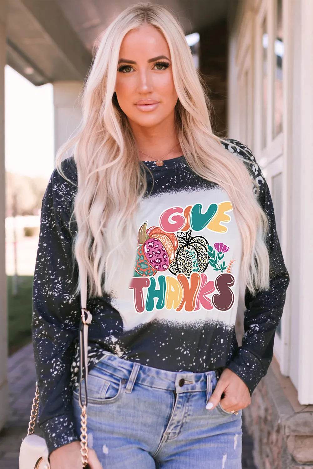 Pumpkin Graphic Round Neck Long Sleeve T-Shirt - ELY VESSA LLC