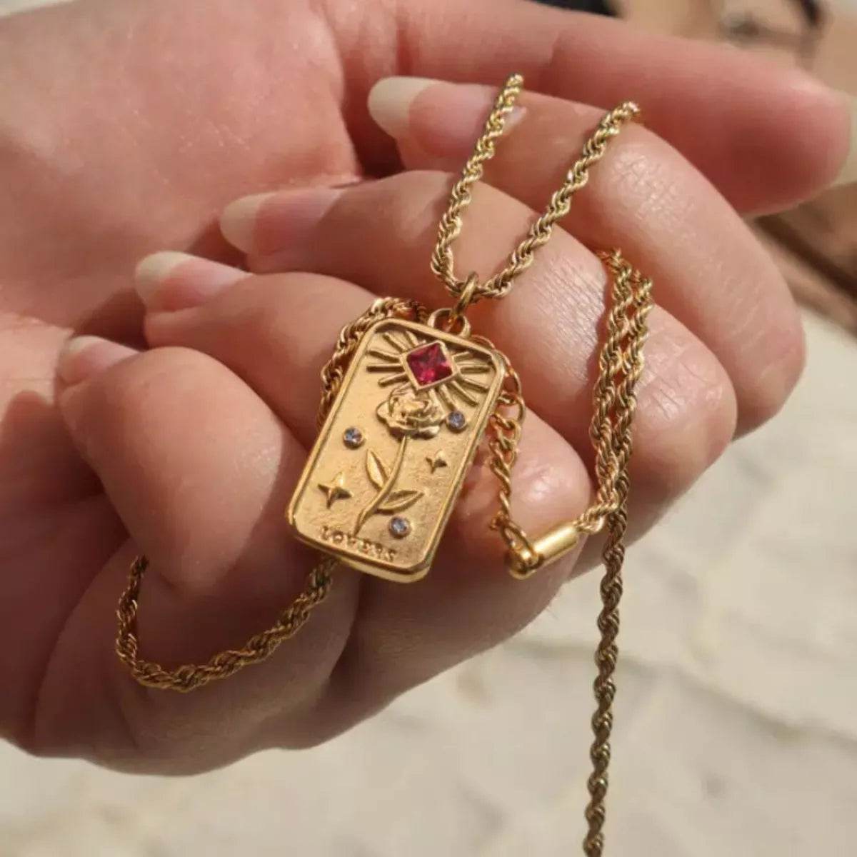18K Gold-Plated Tarot Card Necklace - ELY VESSA LLC