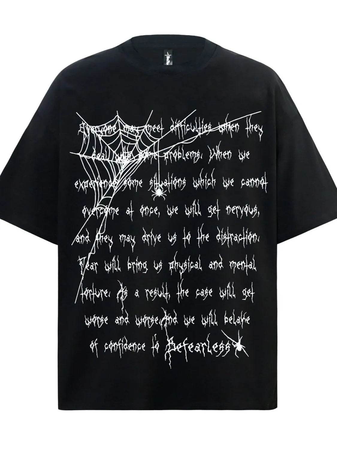 Men's Spider Web Letter Print Oversized T-Shirt - ELY VESSA LLC