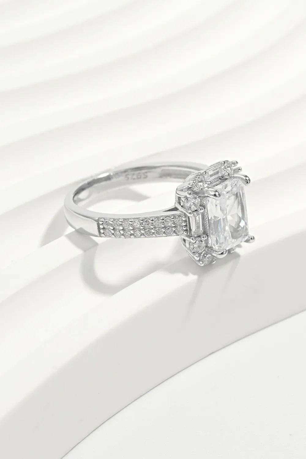 925 Sterling Silver Inlaid Zircon Square Ring - ELY VESSA LLC