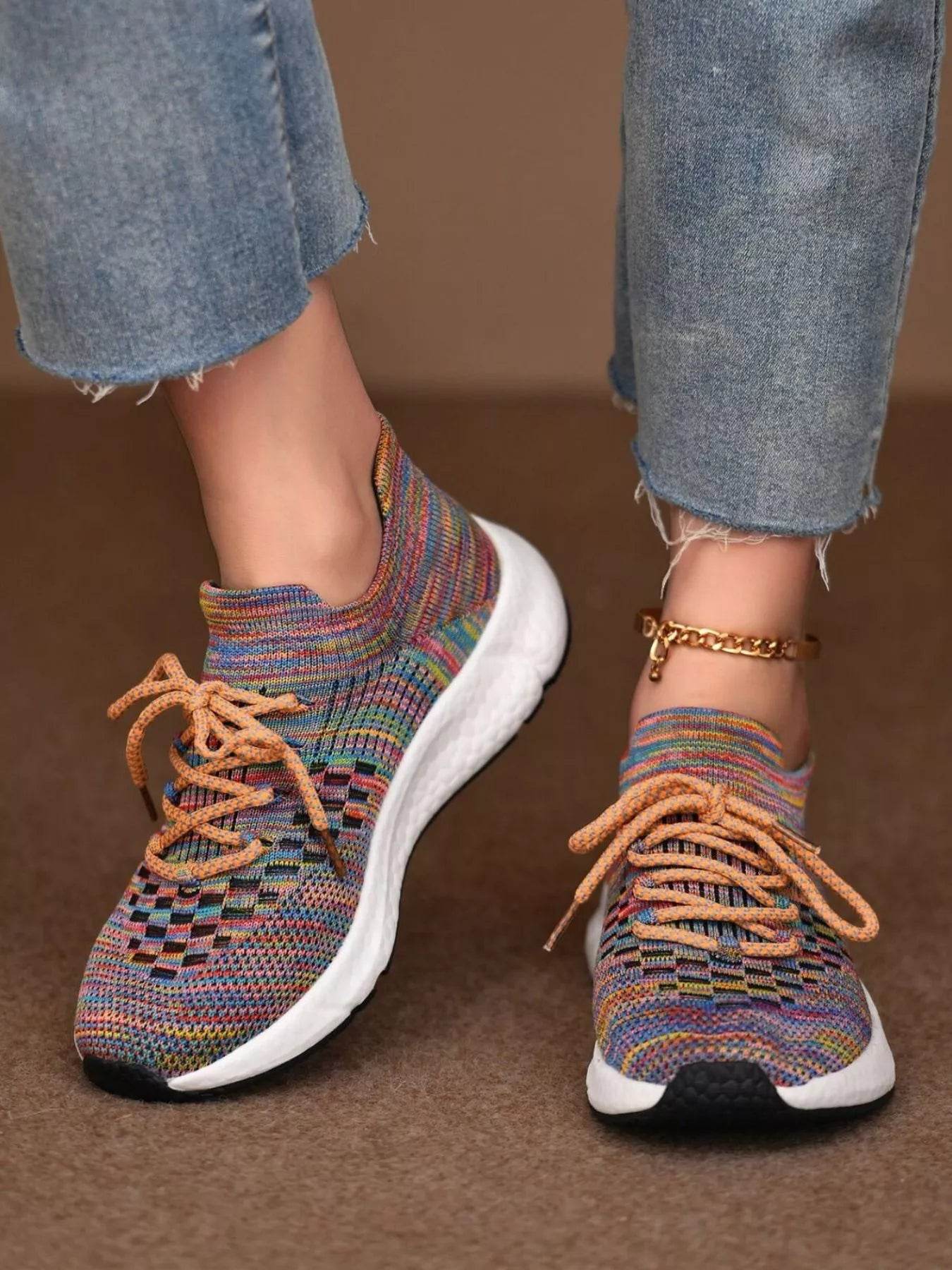 Round Toe Lace Up Athletic - ELY VESSA LLC