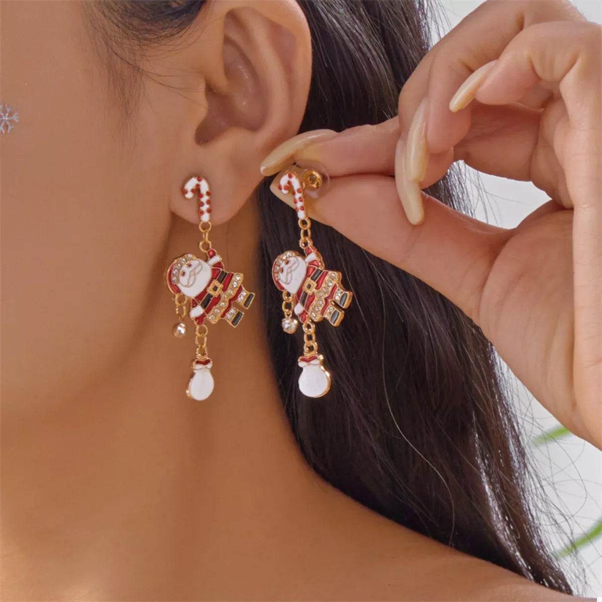 Christmas Santa Drop Earrings - ELY VESSA LLC