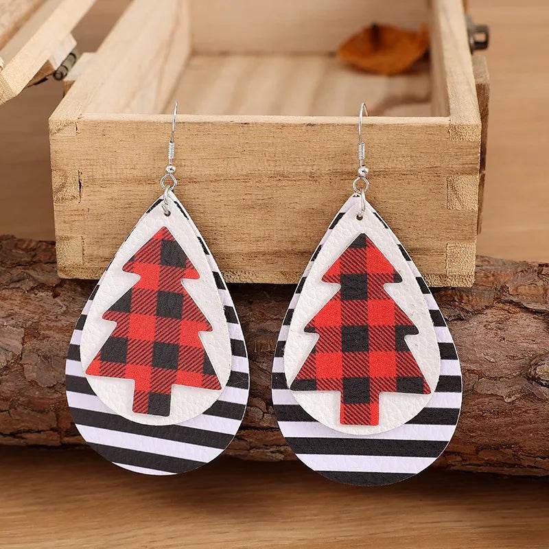 Christmas Tree PU Leather Earrings - ELY VESSA LLC