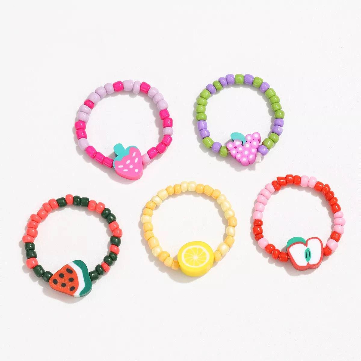 Colorful Fruit Charm Beaded Ring - ELY VESSA LLC