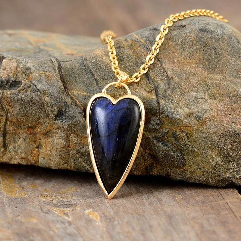 Copper Labradorite Heart Shape Necklace - ELY VESSA LLC